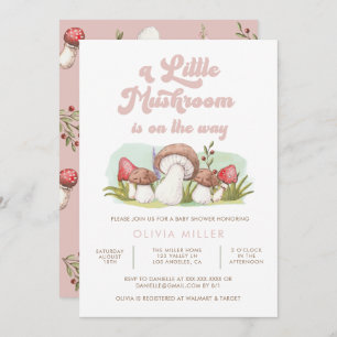 Invitation de Baby shower de champignons d'aquarel
