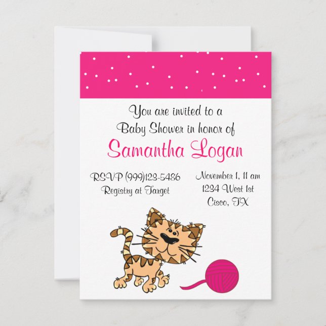 Invitation de baby shower de chaton (Devant)