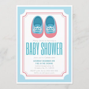 Invitation de baby shower de chaussures de bébé