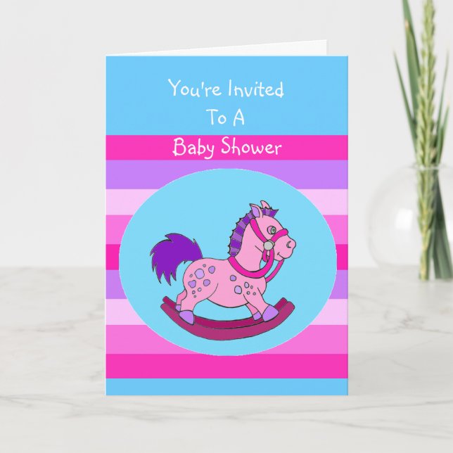 Invitation de baby shower de cheval de basculage (Devant)