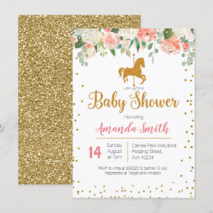Invitation de baby shower de cheval de carrousel