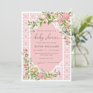 Invitation de Baby shower de Chinoiserie rose - Tr