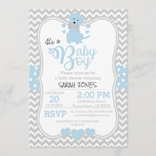Invitation de baby shower de chiot de bleus