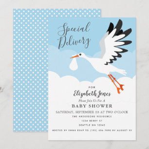 Invitation de Baby shower de cigogne neutre pour l