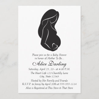 Invitation de baby shower de coeur de silhouette