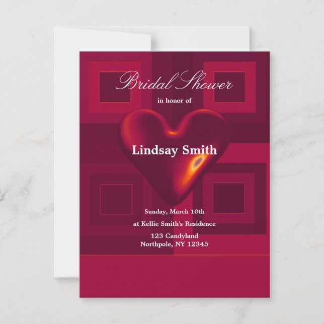 Invitation de Baby Shower de Cœur Rouge (Devant)