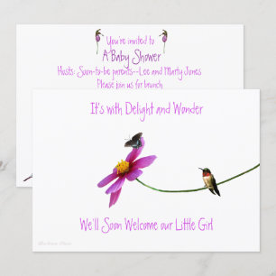 Invitation de baby shower de colibri