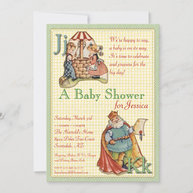 Invitation de baby shower de comptine (Devant)