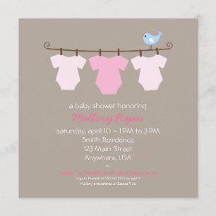 Invitation de baby shower de corde à linge