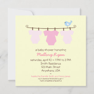 Invitation de baby shower de corde à linge