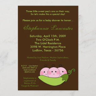 invitation de baby shower de cosse de pois doux