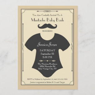 Invitation de baby shower de coup de moustache