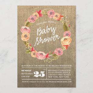Invitation de Baby shower de couronne fleurie de B
