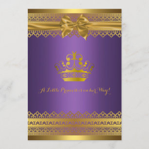 Invitation de Baby shower de Couronne violet et or
