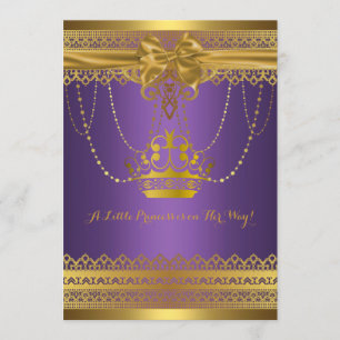 Invitation de Baby shower de Couronne violet et or