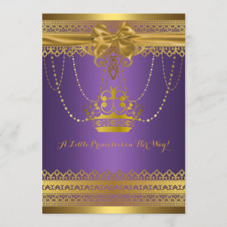 Invitation de Baby shower de Couronne violet et or