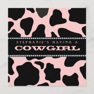 Invitation de baby shower de cow-girl de rose