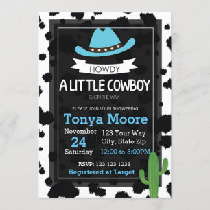 Invitation de baby shower de cowboy (bleue)
