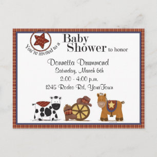 Invitation de baby shower de cowboy/cow-girl