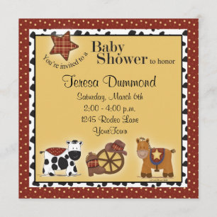 Invitation de baby shower de cowboy ou de cow-girl