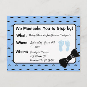 Invitation de baby shower de cravate de moustache