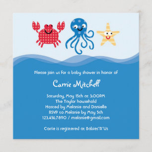 Invitation de baby shower de créatures de mer