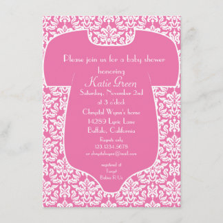 Invitation de baby shower de damassé - rose