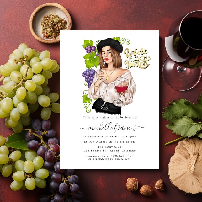 Invitation de Baby Shower de Dégustation de Vin de (French Wine Tasting Bridal Shower)