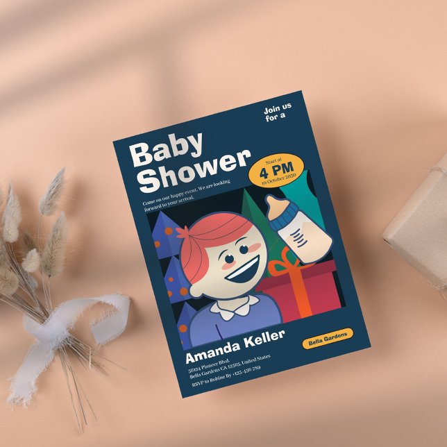 Invitation de Baby shower de dessin animé (Créateur téléchargé)