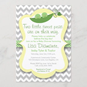 Invitation de baby shower de deux petite jumeaux