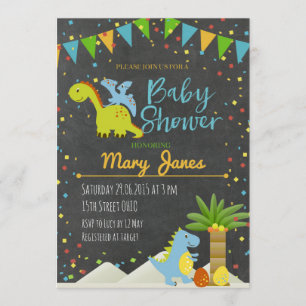 Invitation de baby shower de dinosaure