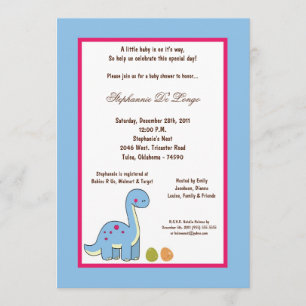 Invitation de Baby shower de dinosaures 5x7