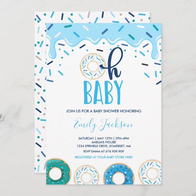 Invitation de Baby shower de Donut Oh Baby Donut S (Devant / Derrière)