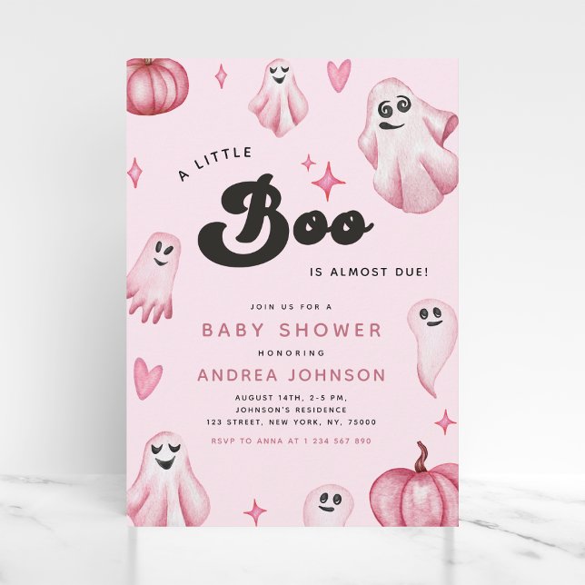 Invitation de Baby shower de fantôme rose (Créateur téléchargé)