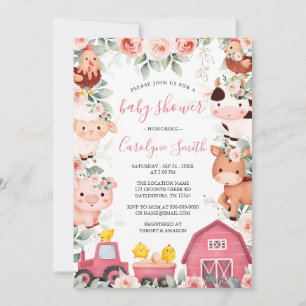 Invitation de Baby shower de ferme pour filles ÉDI