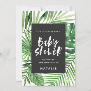 Invitation de baby shower de feuille de palme trop