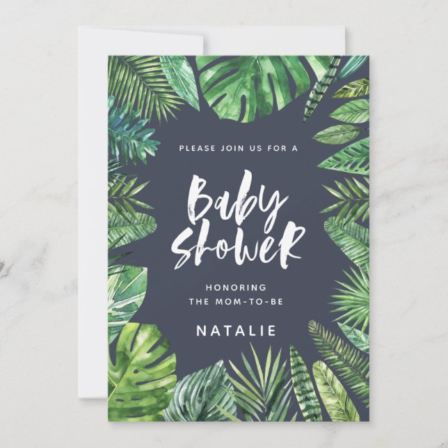 Invitation de baby shower de feuille de palme trop (Devant)
