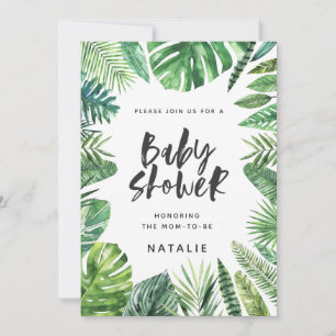 Invitation de baby shower de feuille de palme trop