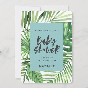 Invitation de baby shower de feuille de palme trop