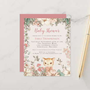 Invitation de Baby shower de fille de chat Vintage