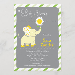 Invitation de baby shower de fille de l'éléphant