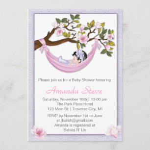 Invitation de baby shower de fille d'hamac -