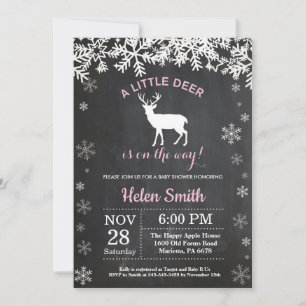 Invitation de Baby shower de fille d'hiver de cerf