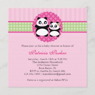 Invitation de baby shower de fille d'ours panda