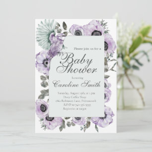 Invitation de Baby shower de fille florale violett