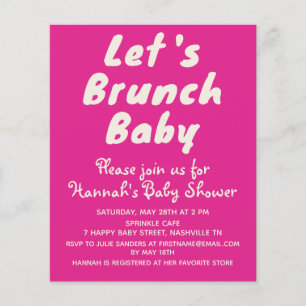 Invitation de Baby shower de fille rose brillant b