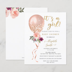 Invitation de Baby shower de fille rose budget