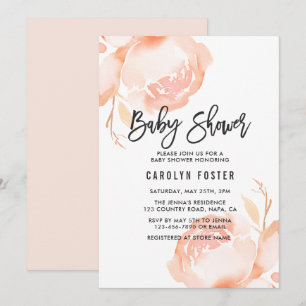 Invitation de Baby shower de fille rose pâle