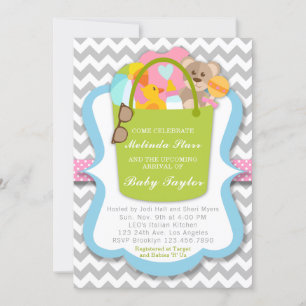Invitation de baby shower de fille - seau de