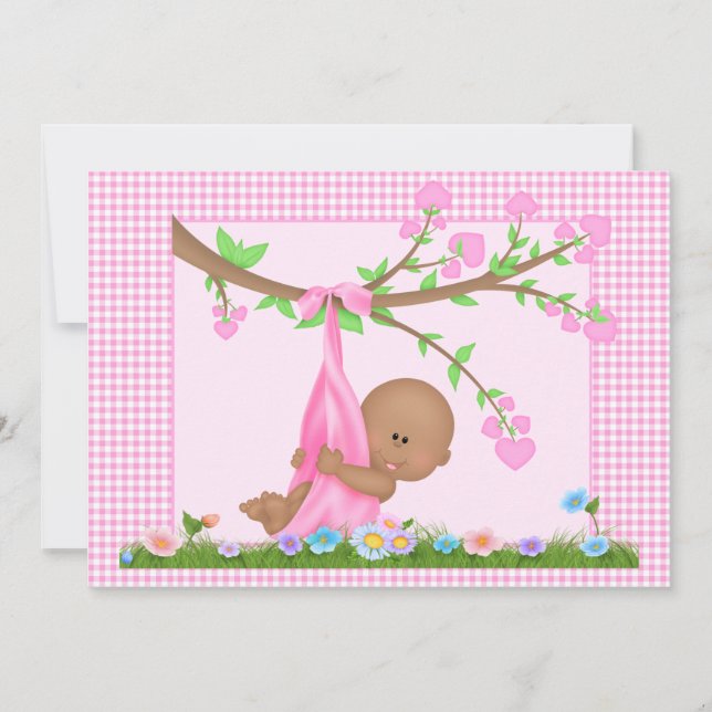 Invitation de Baby shower de filles afro-américain (Devant)